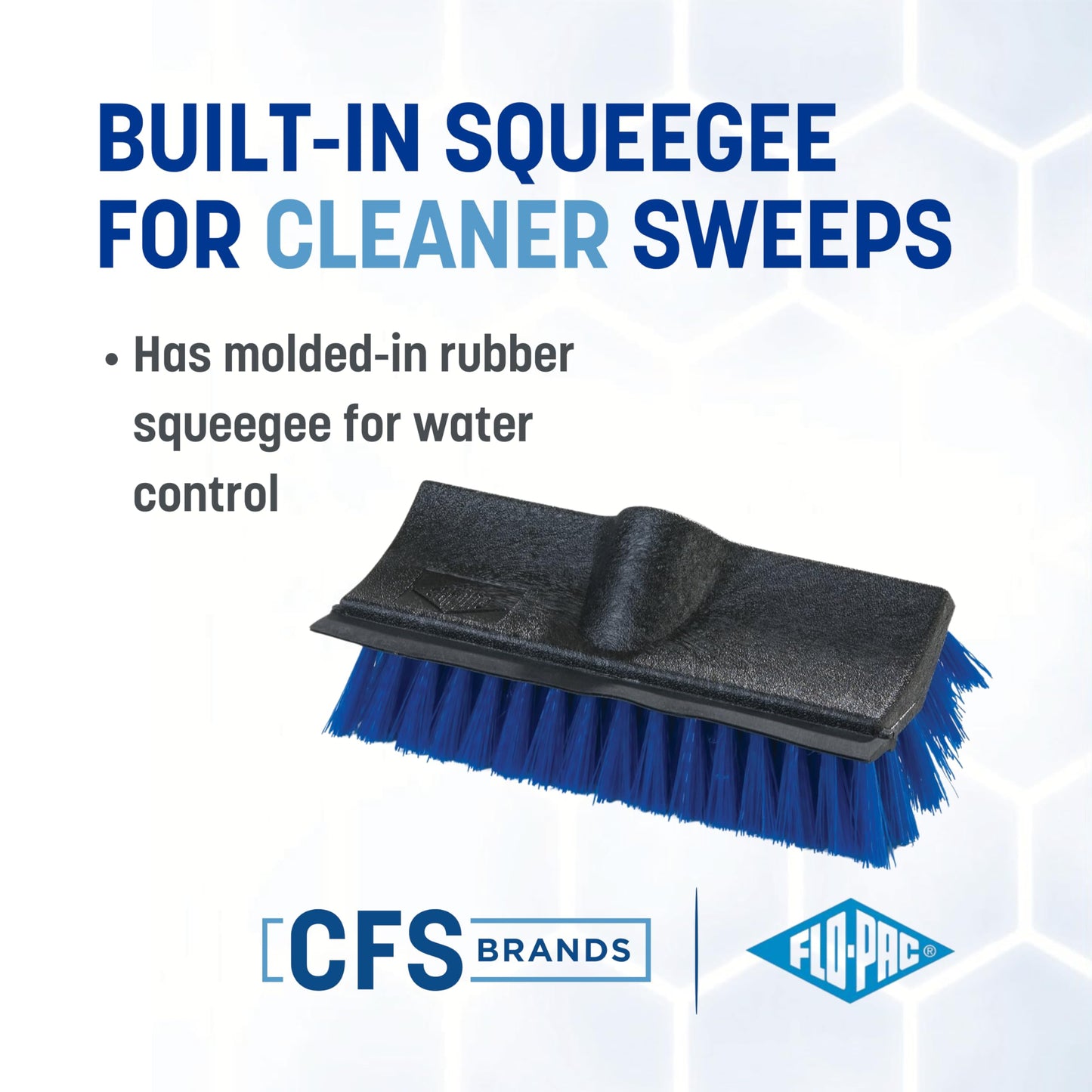 CFS 3619014 Dual Surface Floor Scrub with Rubber Squeegee, 10" Length, Blue