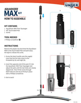 Unger Professional AquaDozer Max Kit, 36” Smooth Surface Curved Floor Squeegee and 48” Dual End Pole, Rubber Blade Scrubber and Broom for Concrete