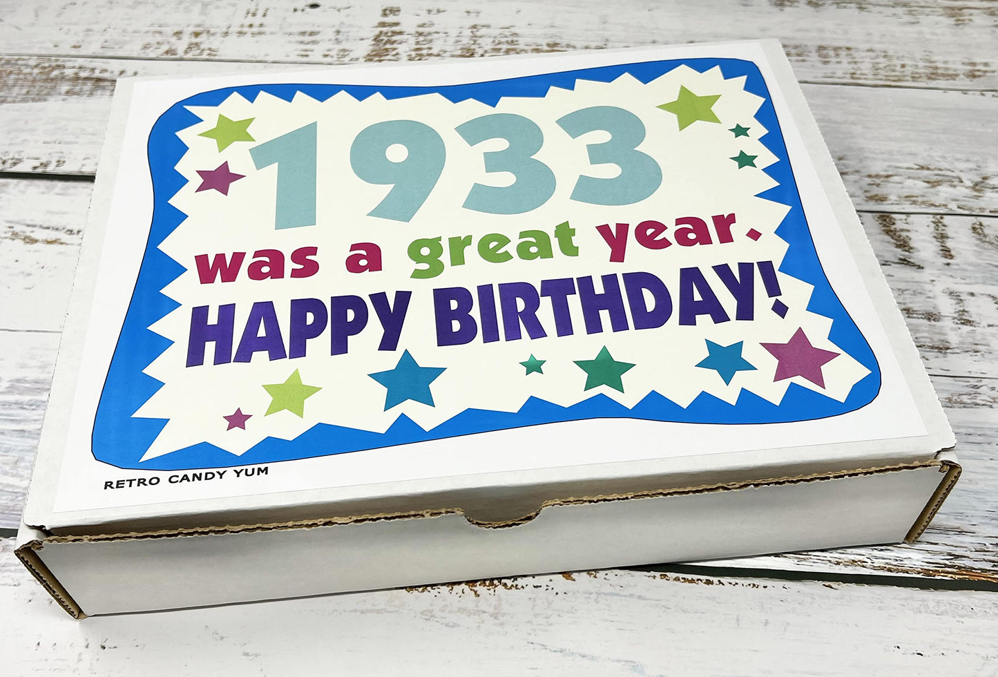RETRO CANDY YUM ~ 1933 93rd Birthday Gift Box Classic Nostalgic Candy from Childhood for 93 Year Old Man or Woman Born 1933