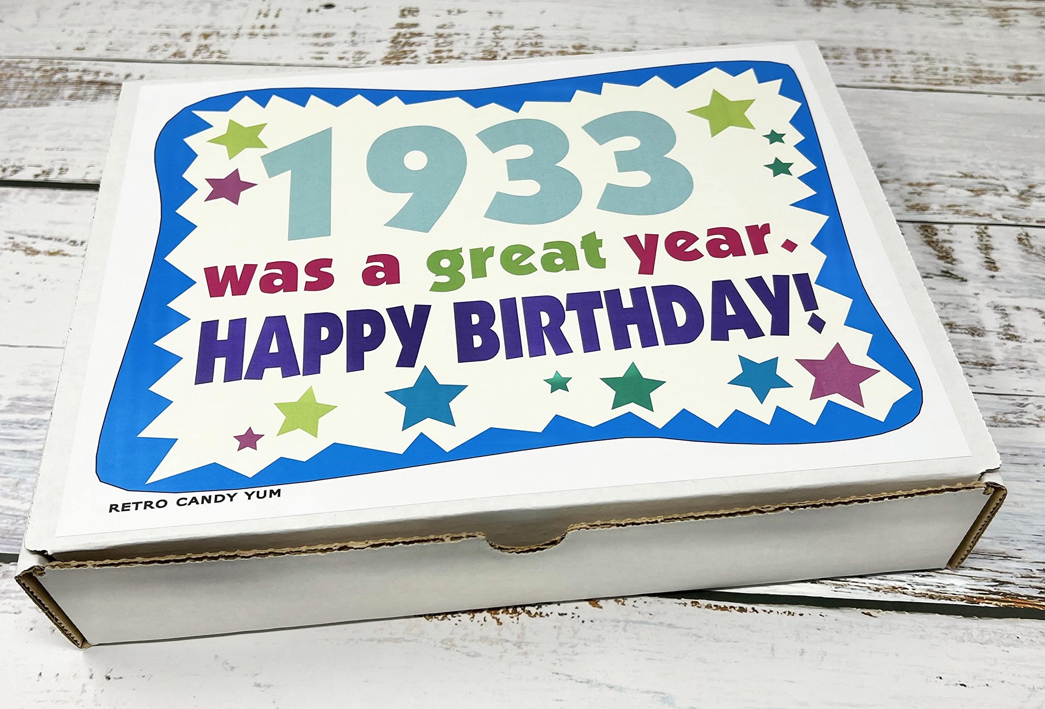 RETRO CANDY YUM ~ 1933 93rd Birthday Gift Box Classic Nostalgic Candy from Childhood for 93 Year Old Man or Woman Born 1933