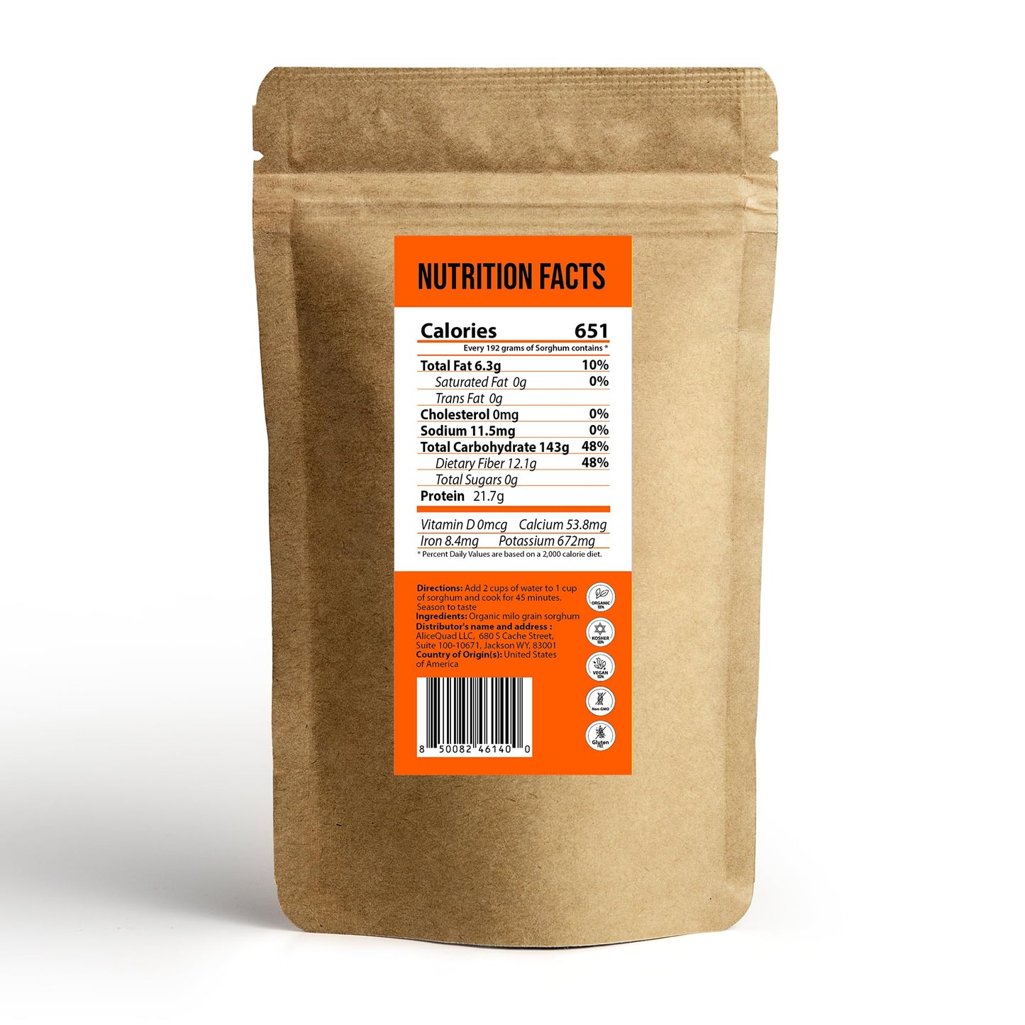 Organic Whole Grain Sorghum 2 lb - Gluten Free Ancient Grain | High Fiber, Plant-Based Protein | Better Than Rice & Quinoa | Stay Full Longer | Meal Prep, Grain Bowls, Healthy Cooking | Non-GMO, Vegan Bulk Grain