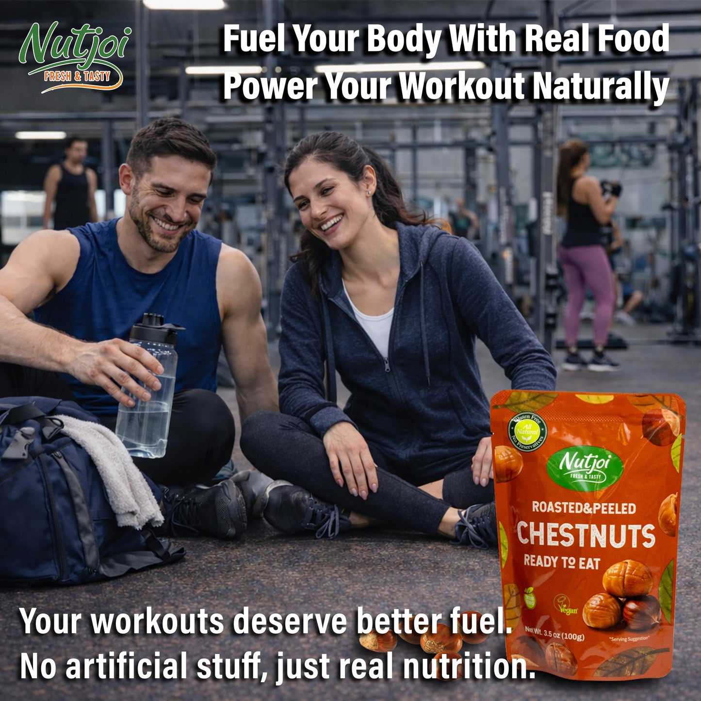 Roasted Chestnuts Ready to Eat - Peeled & Cooked Whole Chestnuts, Healthy On-the-Go Vegan Snack, Gluten Free - 3.5 oz (3 Pack) - Nutjoi