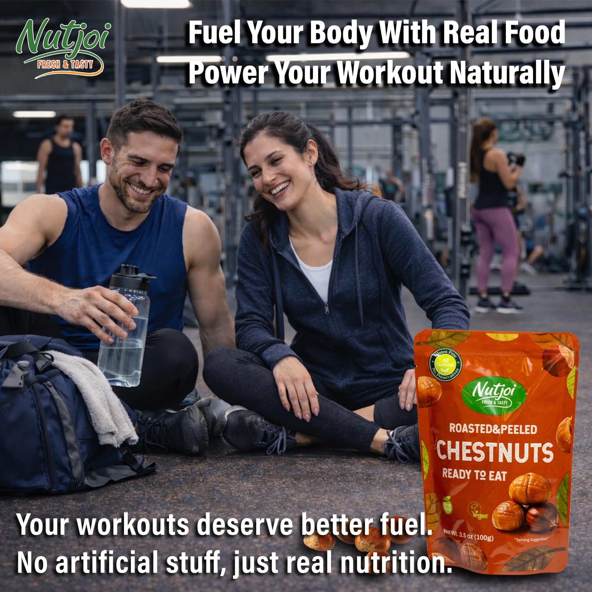 Roasted Chestnuts Ready to Eat - Peeled & Cooked Whole Chestnuts, Healthy On-the-Go Vegan Snack, Gluten Free - 3.5 oz (3 Pack) - Nutjoi