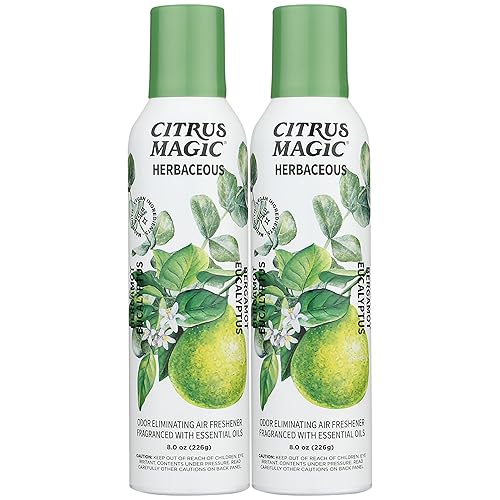 Citrus Magic Herbaceous Odor Eliminating Air Freshener Spray, Bergamot Eucalyptus, 8-Ounce, Pack of 2