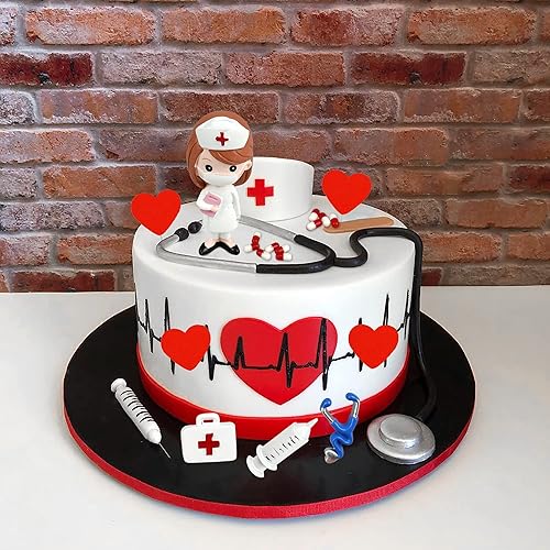 19PCS Nurse Cake Toppers Nursing Cupcake Toppers Medicine Stethoscope Medical Instruments Decorations for Medical Rn Doctor Nurse Themed Party