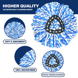 3 Pack Spin Mop Replacement Head Compatible with RinseClean 2-Tank System, Microfiber Mop Refill, Machine Washable Deep Cleaning Mop Head for Hardwood