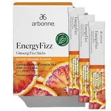 Arbonne Ginseng Energy Supplements - Blood Orange Flavor Fizz Sticks, Energy Boost with Caffeine Powder from Guarana and Green Tea, Delicious