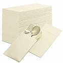 50-Pack Disposable Linen-Feel Dinner Napkins with Built-in Flatware Pocket, CREAM Prefolded Cloth Like Paper Napkins For Dinner, Wedding Or Party