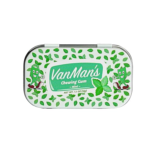 Vanman Remineralizing Chewing Gum with Grass-Fed Cattle Bone Hydroxyapatite and Organic Peppermint Extract - Sugar Free Chicle and Mastic Gum - Fresh
