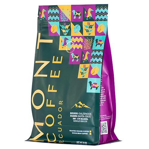 Mont Coffee Ecuador Single Origin Galapagos - Rare Volcanic Island Arabica Whole Bean Coffee, Hand-Harvested Santa Cruz Highlands, Medium Roast