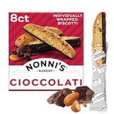 Nonni's Cioccolati Dark Chocolate Almond Biscotti, Individually Wrapped Italian Cookie Snacks, 8 Servings (Pack of 1)