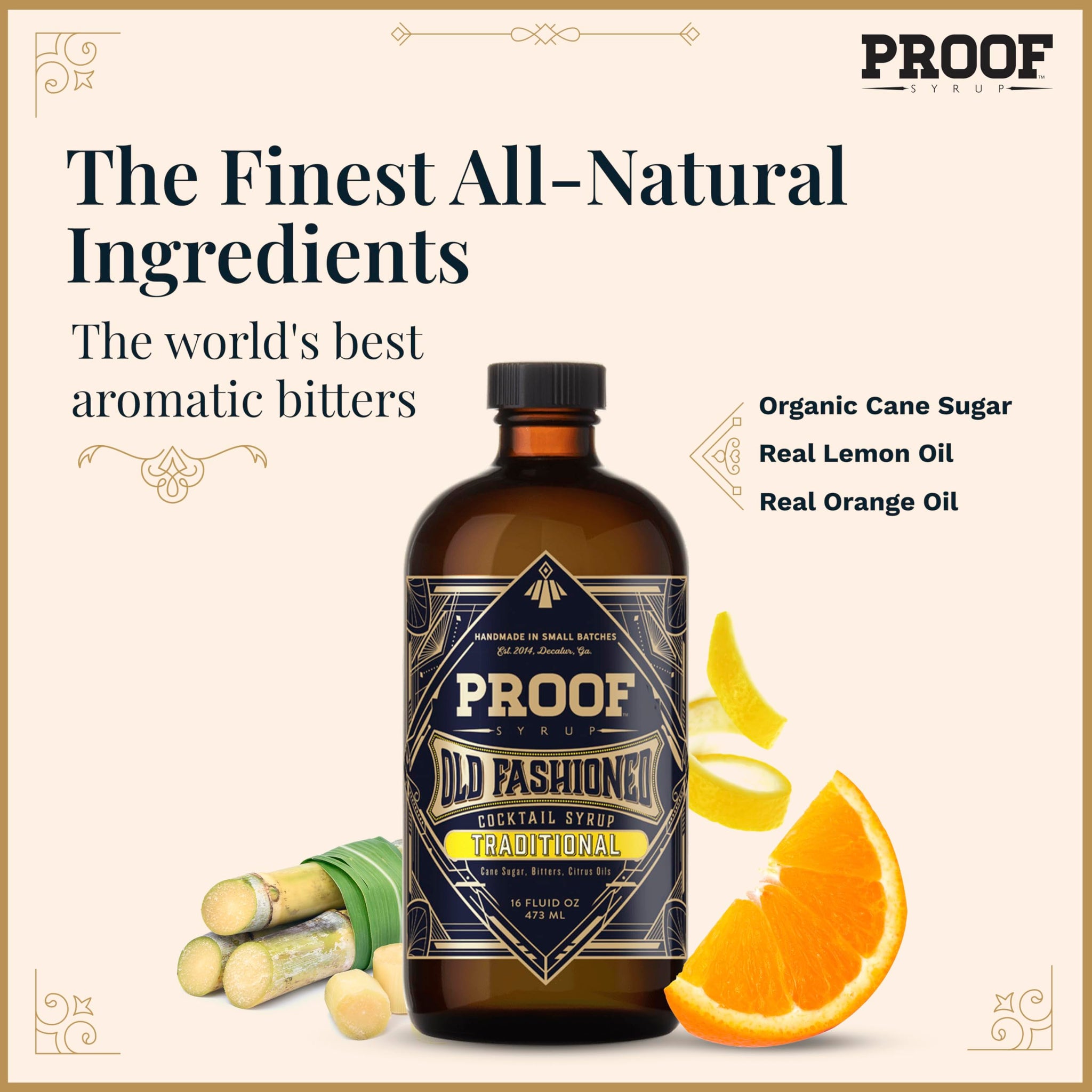 Proof Syrup Old Fashioned Cocktail Mix - Made with Real Bitters & Cane Sugar - Traditional Old Fashion Flavor - Fast, Easy, Delicious, Handcrafted