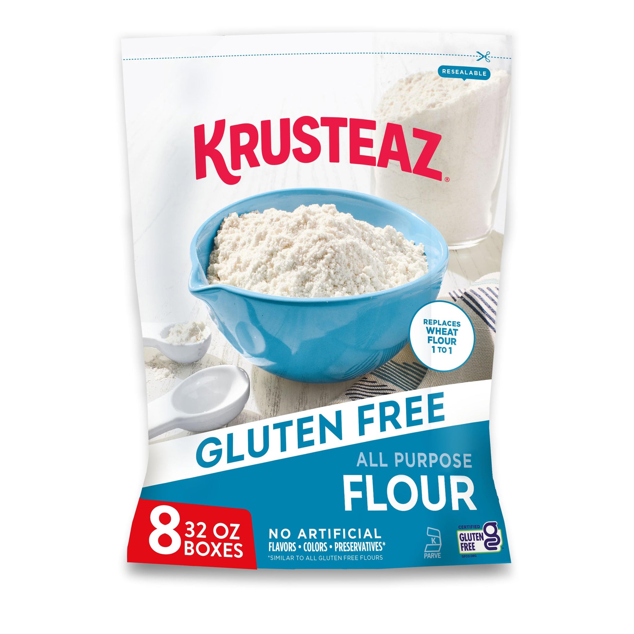 Krusteaz Gluten Free All-Purpose Flour, No Artificial Flavors, Colors, or Preservatives, 32 Oz Boxes (Pack of 8)