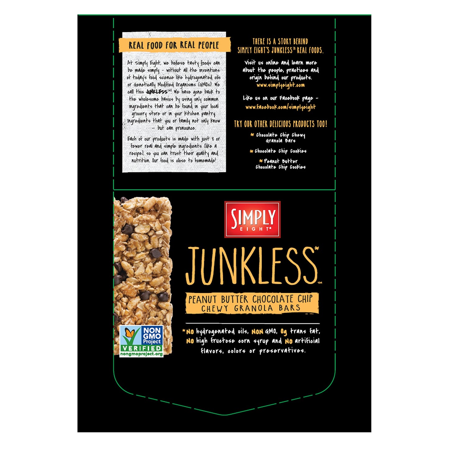 Junkless Chewy Granola Bars, Chocolate Chip, 1.5 oz., 18 Bars