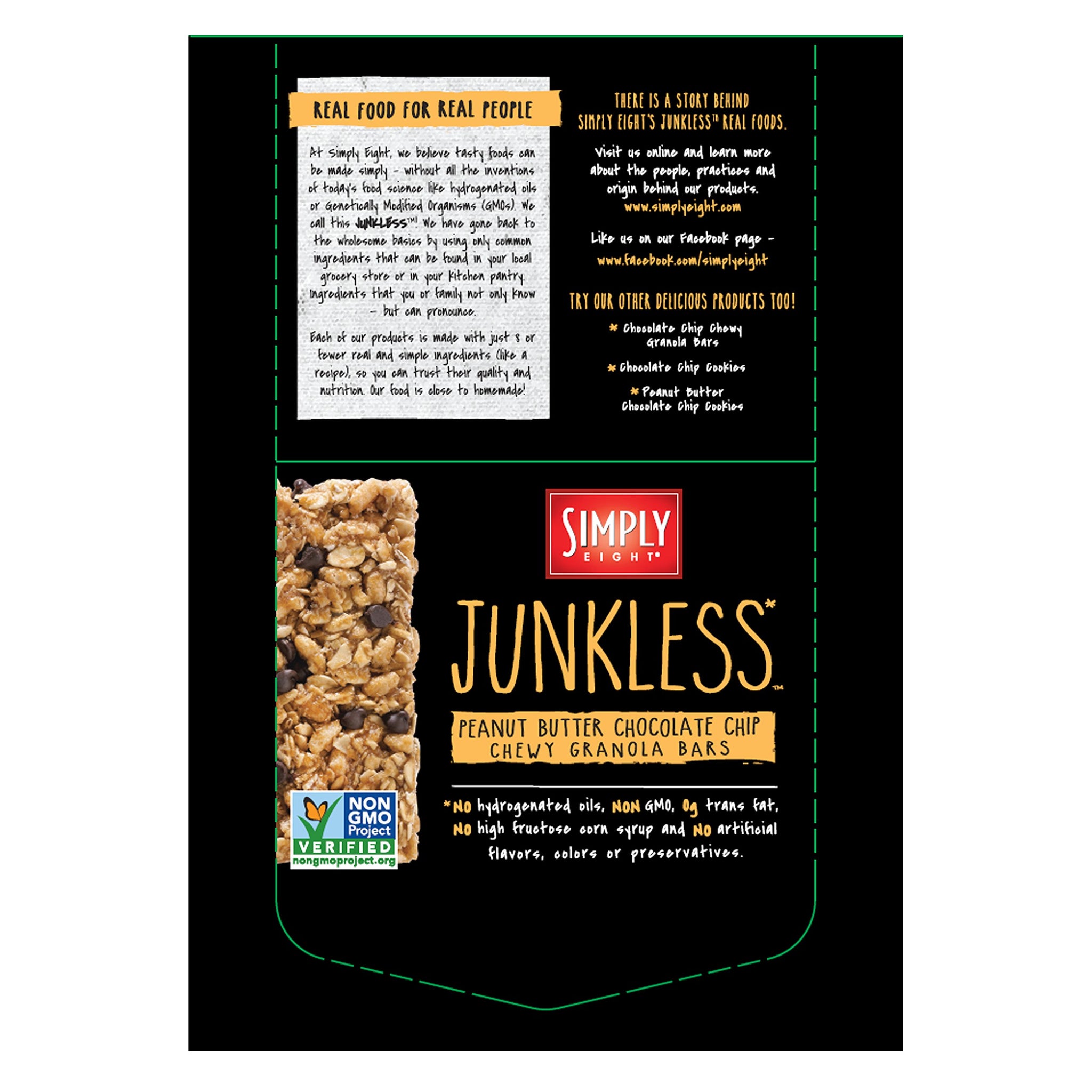 Junkless Chewy Granola Bars, Chocolate Chip, 1.5 oz., 18 Bars