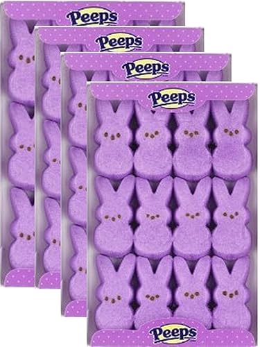 Marshmallow Peeps Purple Lavender Easter Bunnies, 4 Packs