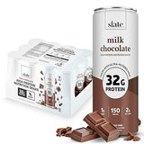 Slate Milk - High Protein Nutrition Shake - Milk Chocolate - 32g Protein, 1g Sugar, 150 Calories, 2g Net Carbs - Lactose Free - No Added Sugar