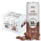 Slate Milk - High Protein Nutrition Shake - Milk Chocolate - 32g Protein, 1g Sugar, 150 Calories, 2g Net Carbs - Lactose Free - No Added Sugar