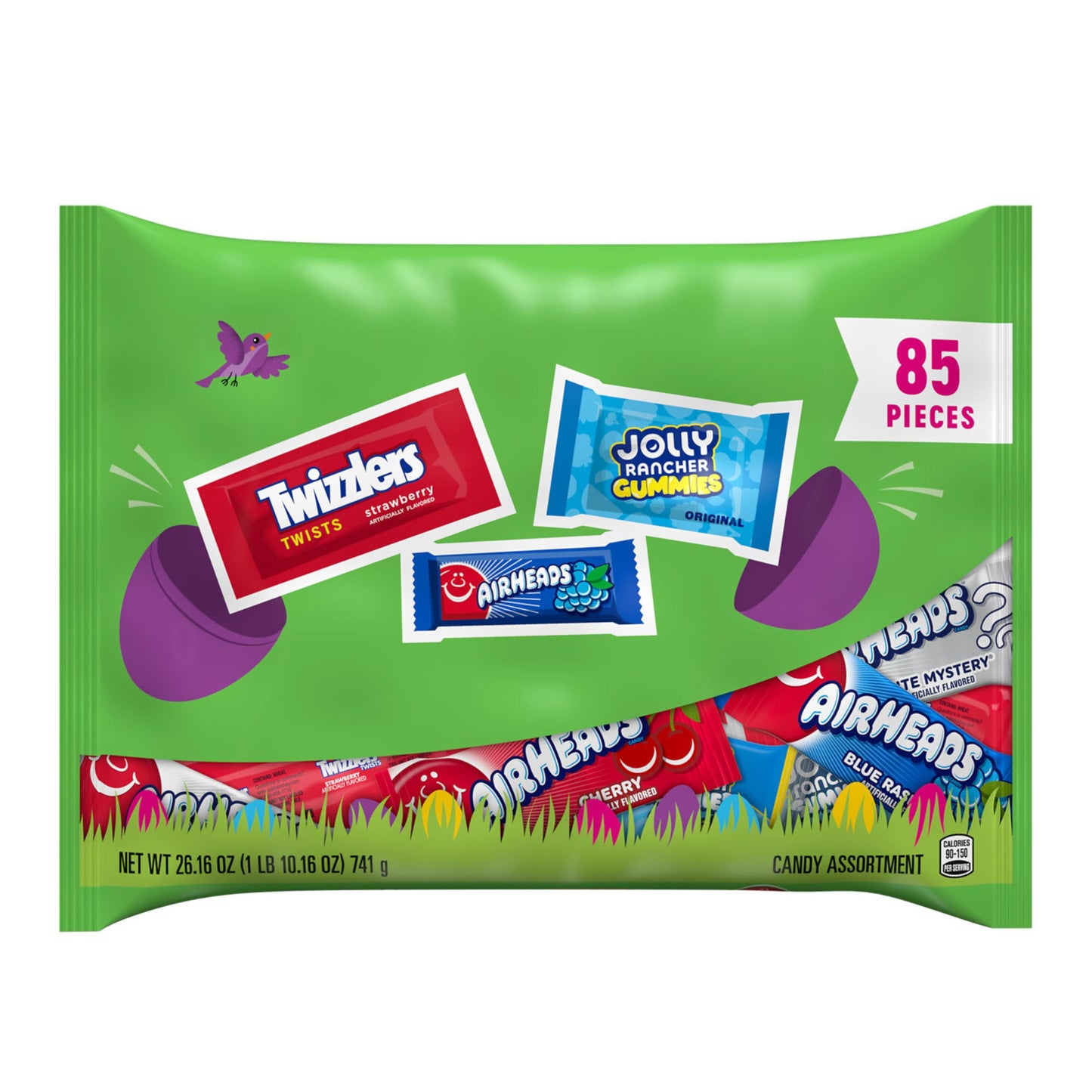 AIRHEADS, JOLLY RANCHER and TWIZZLERS Assorted Fruit Flavored, Easter Candy Bag, 26.16 oz (85 Pieces)