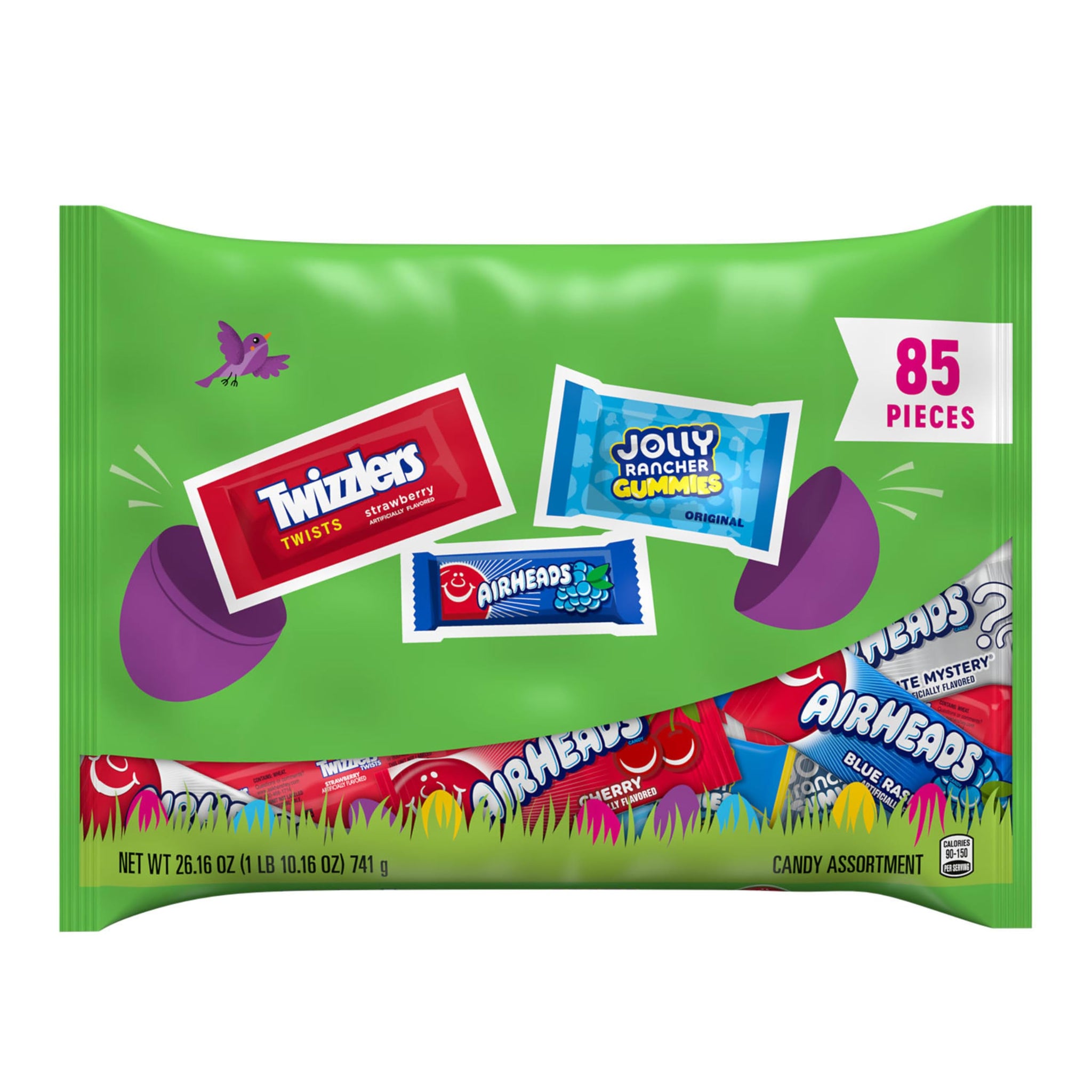 AIRHEADS, JOLLY RANCHER and TWIZZLERS Assorted Fruit Flavored, Easter Candy Bag, 26.16 oz (85 Pieces)