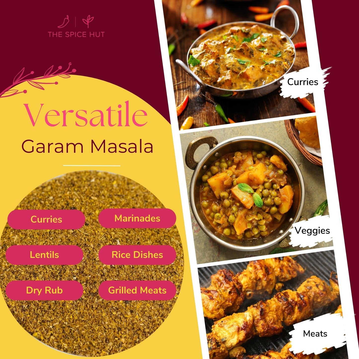 Organic Garam Masala Seasoning Quick & Easy Spice Blend for Indian Cooking, 16 Oz, The Spice Hut