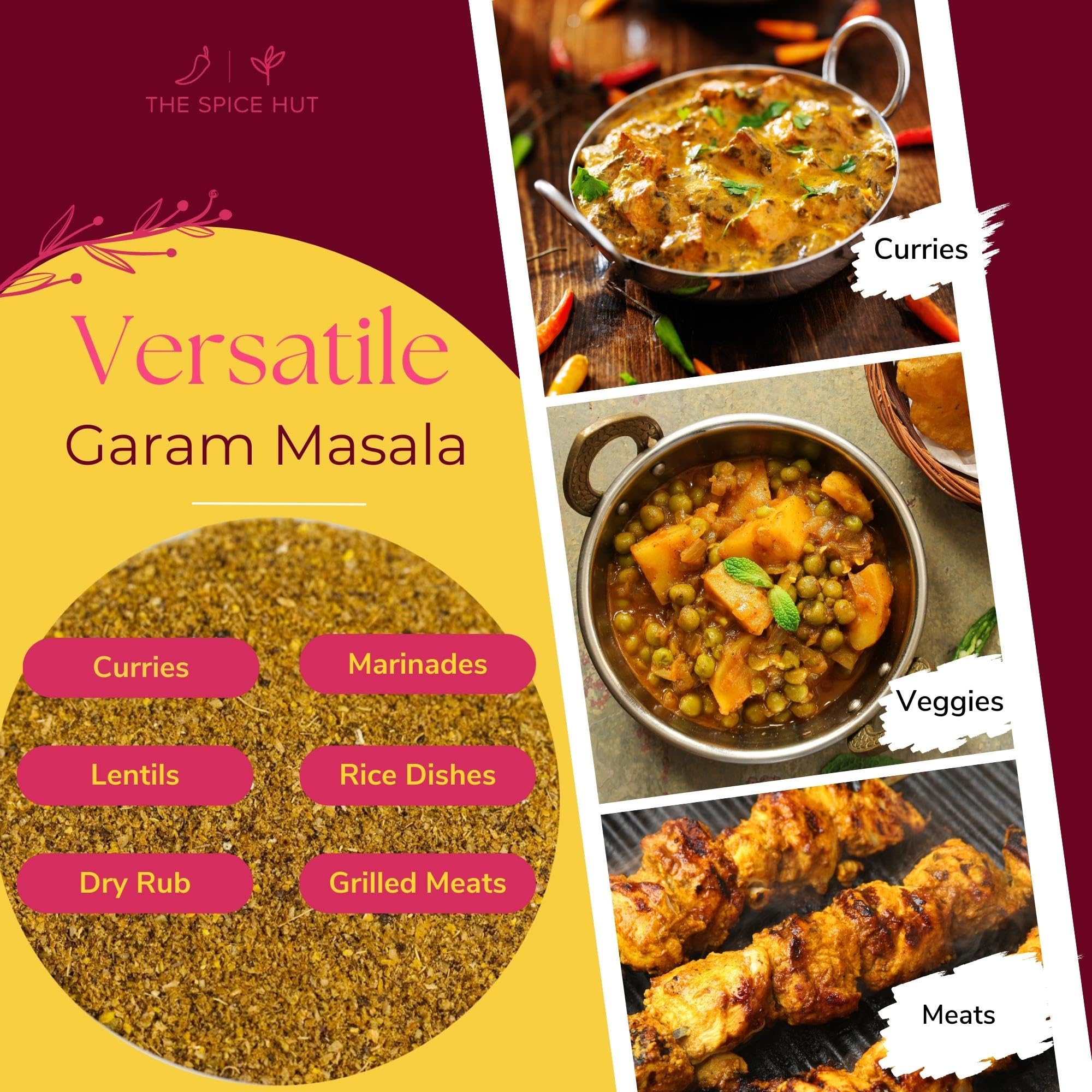 Organic Garam Masala Seasoning Quick & Easy Spice Blend for Indian Cooking, 16 Oz, The Spice Hut