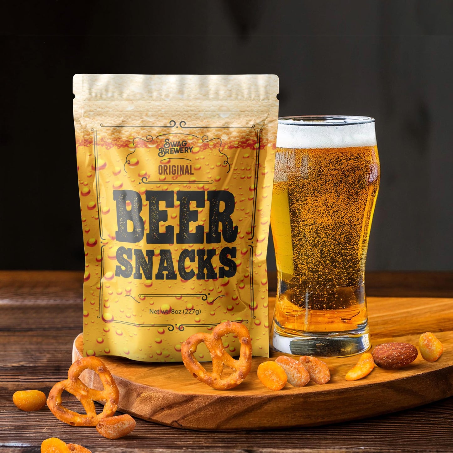 Beer Snacks Nuts Bar Mix - Gourmet Snack for Beer Lovers - Mix of Smoked Almonds, Pretzels, Honey Roasted and Toffee Peanuts, and Spicy Peanuts Pub