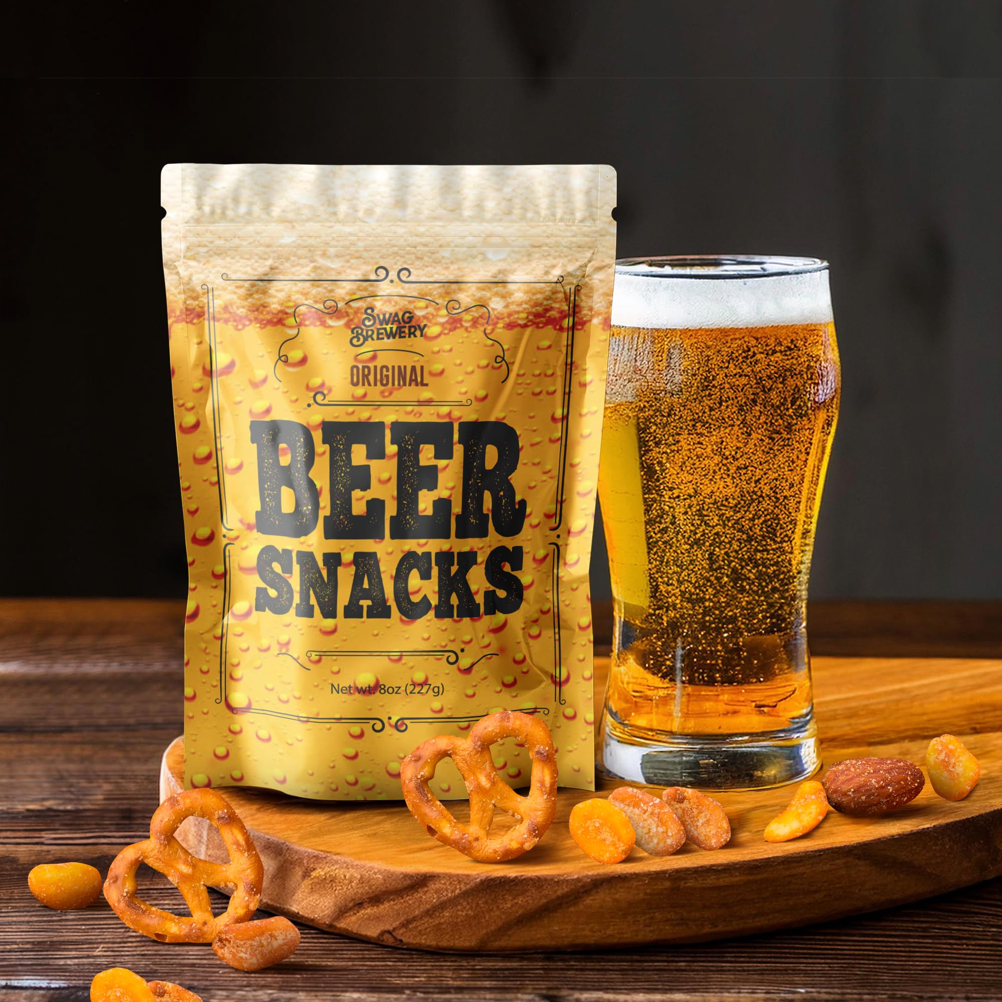 Beer Snacks Nuts Bar Mix - Gourmet Snack for Beer Lovers - Mix of Smoked Almonds, Pretzels, Honey Roasted and Toffee Peanuts, and Spicy Peanuts Pub