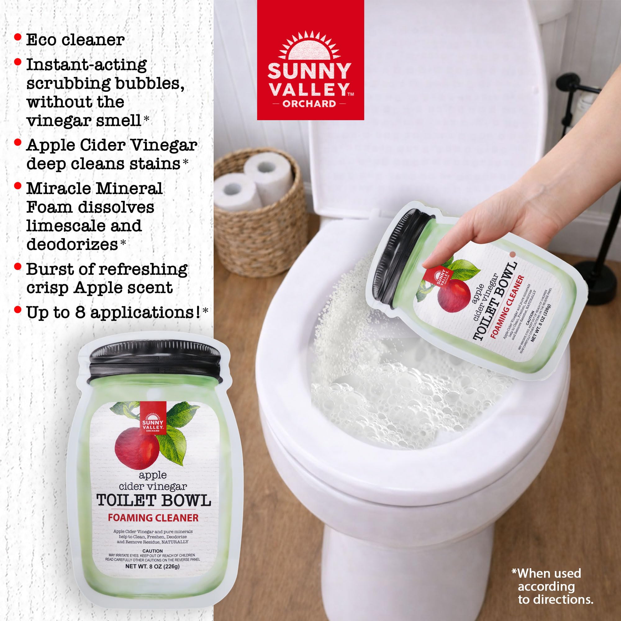 Sunny Valley Orchard Apple Cider Vinegar Foaming Toilet Bowl Cleaner