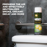 Misty Air Freshening Deodorizing Spray - Lemon Peel - 10 oz (Case of 12) - 1001842 - Premium Odor Neutralizer for Smoke, Organic Decay, and Other