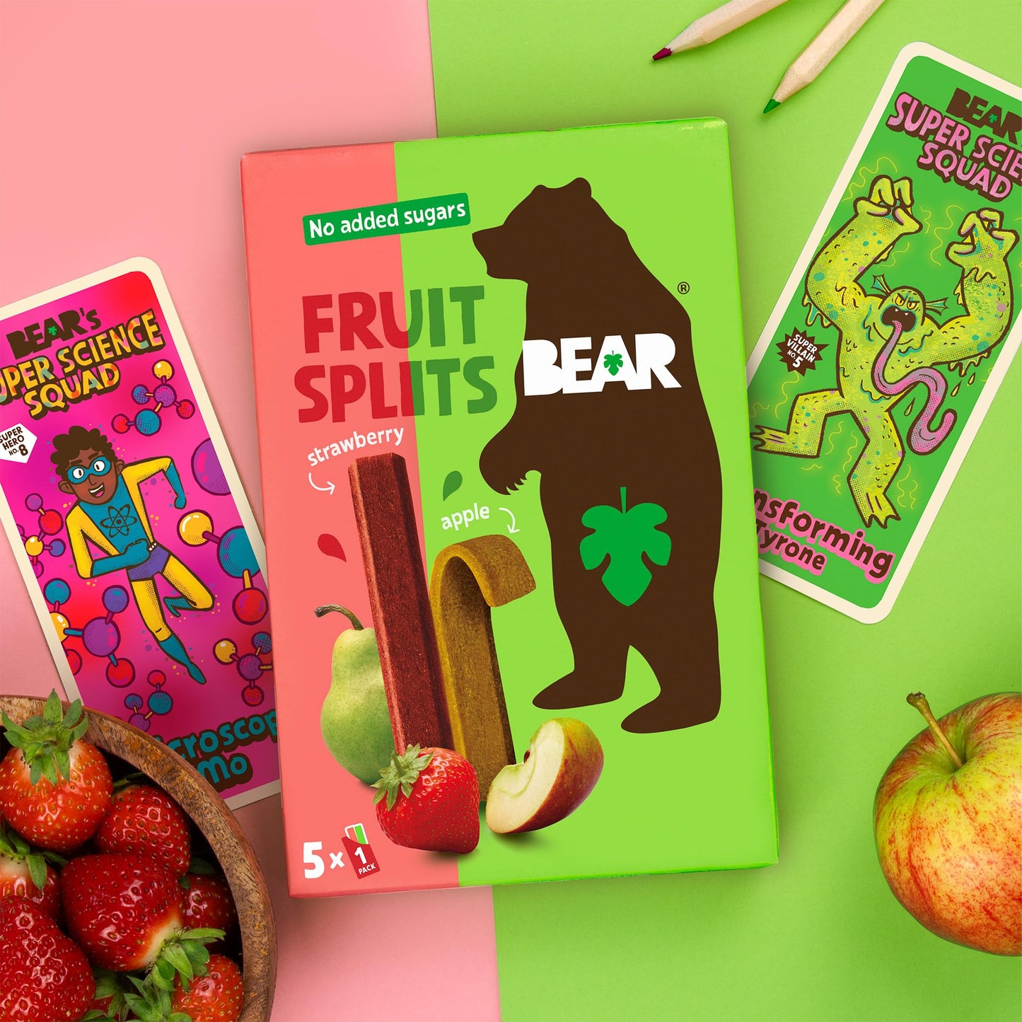 Bear, Fruit Splits Strawberry Apple, 3.5 Ounce