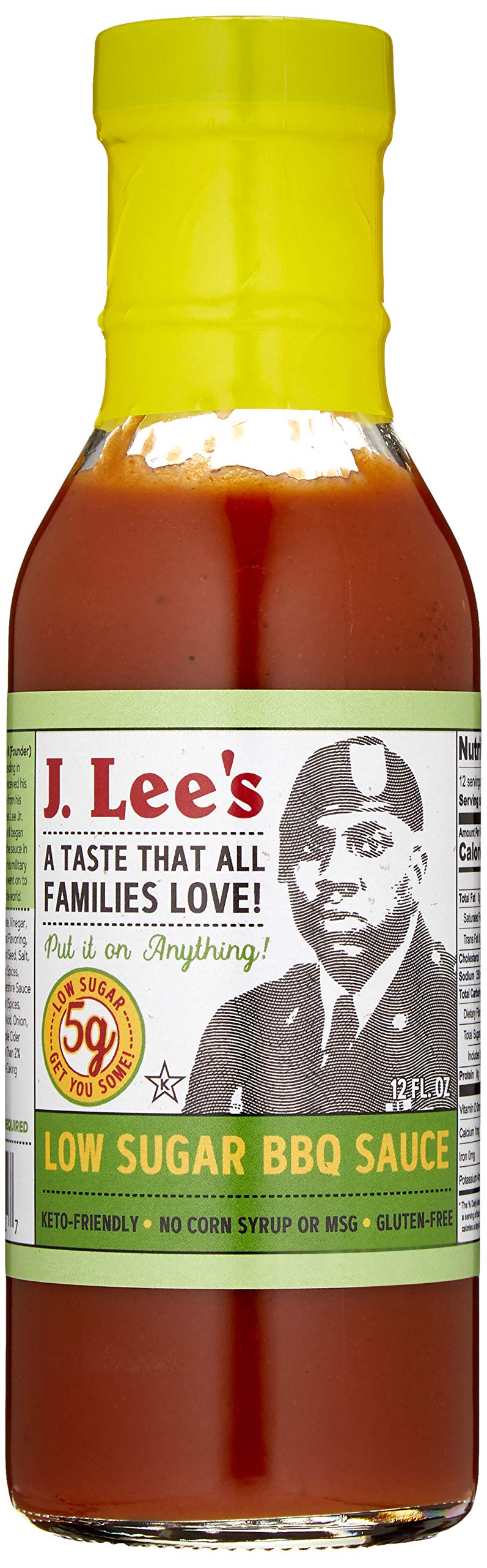 J. Lee's Gourmet BBQ Sauce - Low Sugar, Gluten- Free, No MSG, No High Fructose Corn Syrup, Low Sodium, No Refrigeration Required After Opening