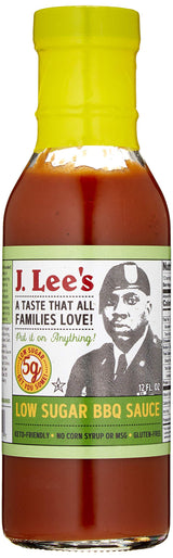 J. Lee's Gourmet BBQ Sauce - Low Sugar, Gluten- Free, No MSG, No High Fructose Corn Syrup, Low Sodium, No Refrigeration Required After Opening