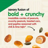 Snak Club Tajin Fiesta Snack Mix, Peanuts, Crunchy Peanuts, Toasted Corn, and Pepitas with Chili and Lime Seasoning, Mild, 11 oz Resealable Bag