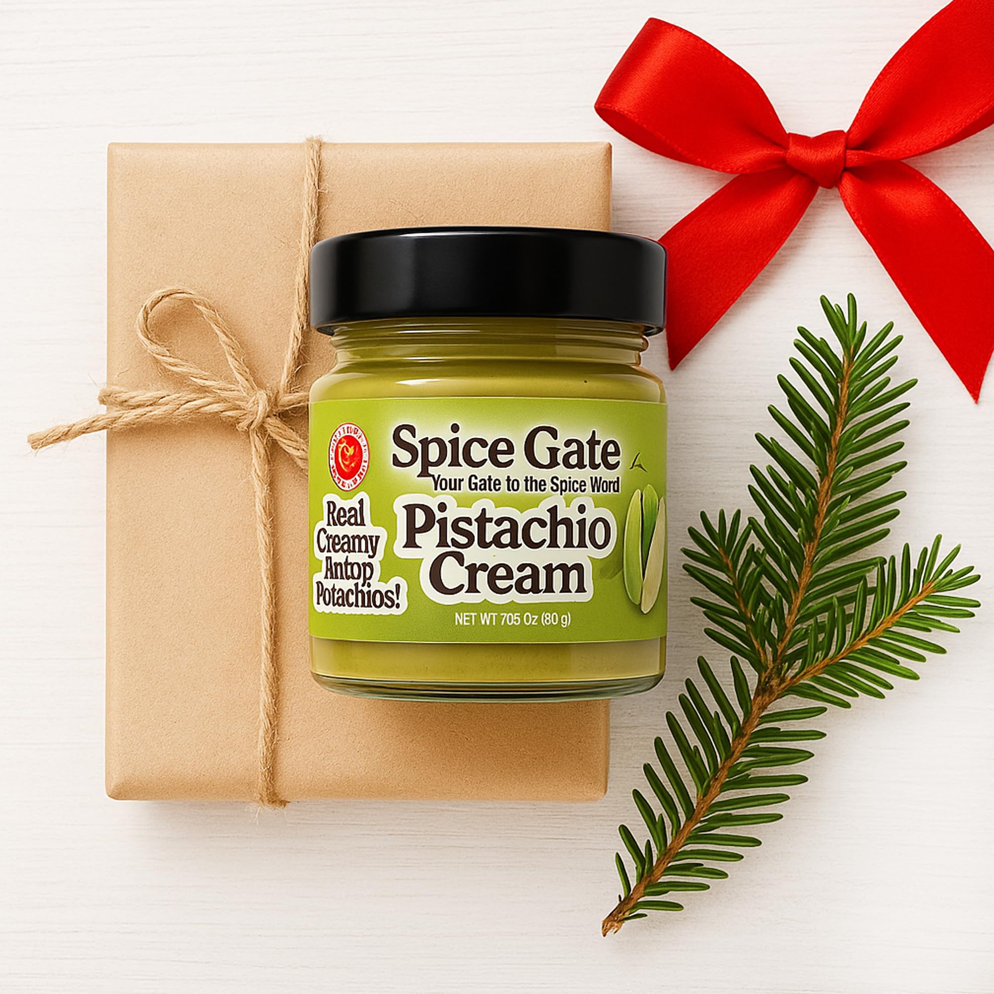 Spice Gate Pistachio Cream - Real Creamy Antep Pistachios - Premium Dessert Spread, Rich & Smooth Texture - 7.05 oz (200g) Jar - Made in Turkey