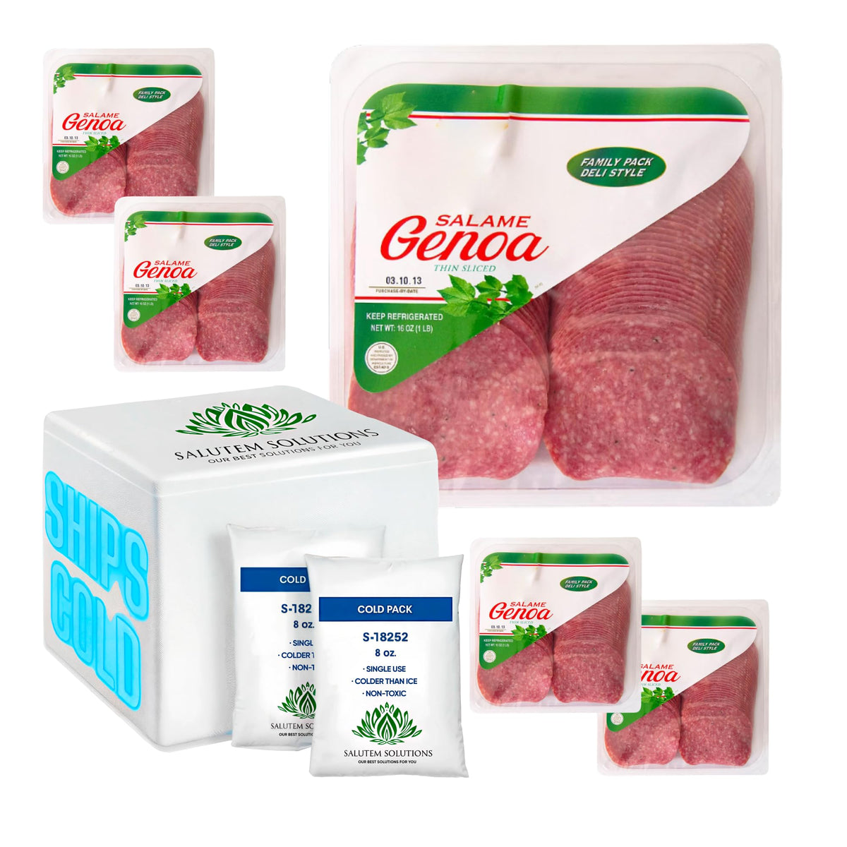 Salutem Vita - Genoa Salami Authentic Italian Flavor, 16 oz - Pack of 5