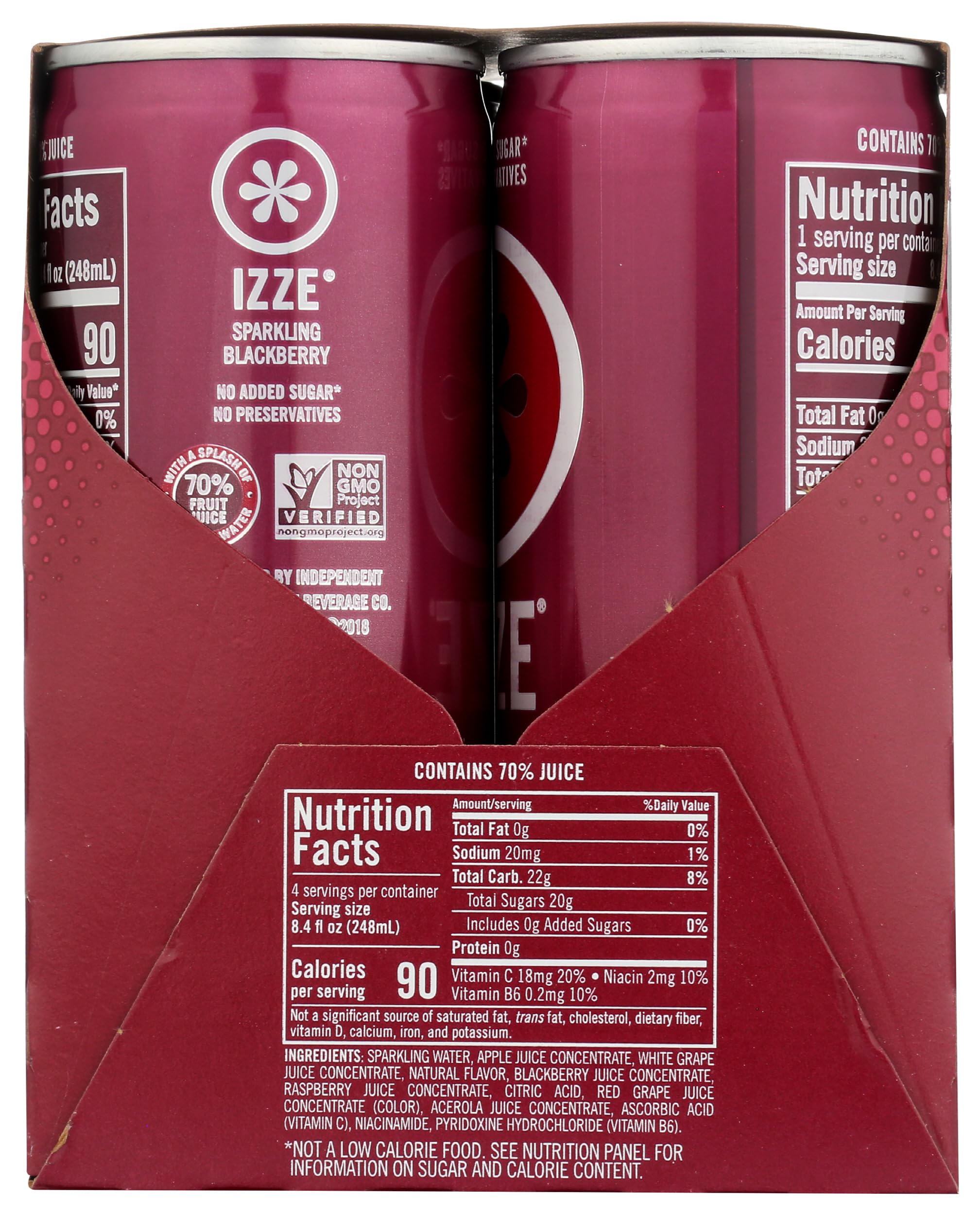 IZZE Sparkling Juice, Blackberry, 8.4 oz Cans, 4 Count