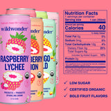 wildwonder Sparkling Probiotic Drink 6pk, For Gut Health & Immune Support, Classic Variety Pack, 5g Prebiotic Fiber, Live Probiotics, Organic, Vegan