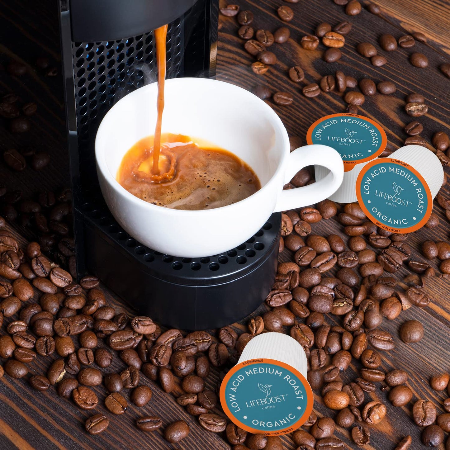 Lifeboost Medium Roast Low Acid Coffee K Cups - Single Origin Mold Free Non-GMO Organic Coffee Pods - Compatible with Keurig & Keurig 2 Machines - 10