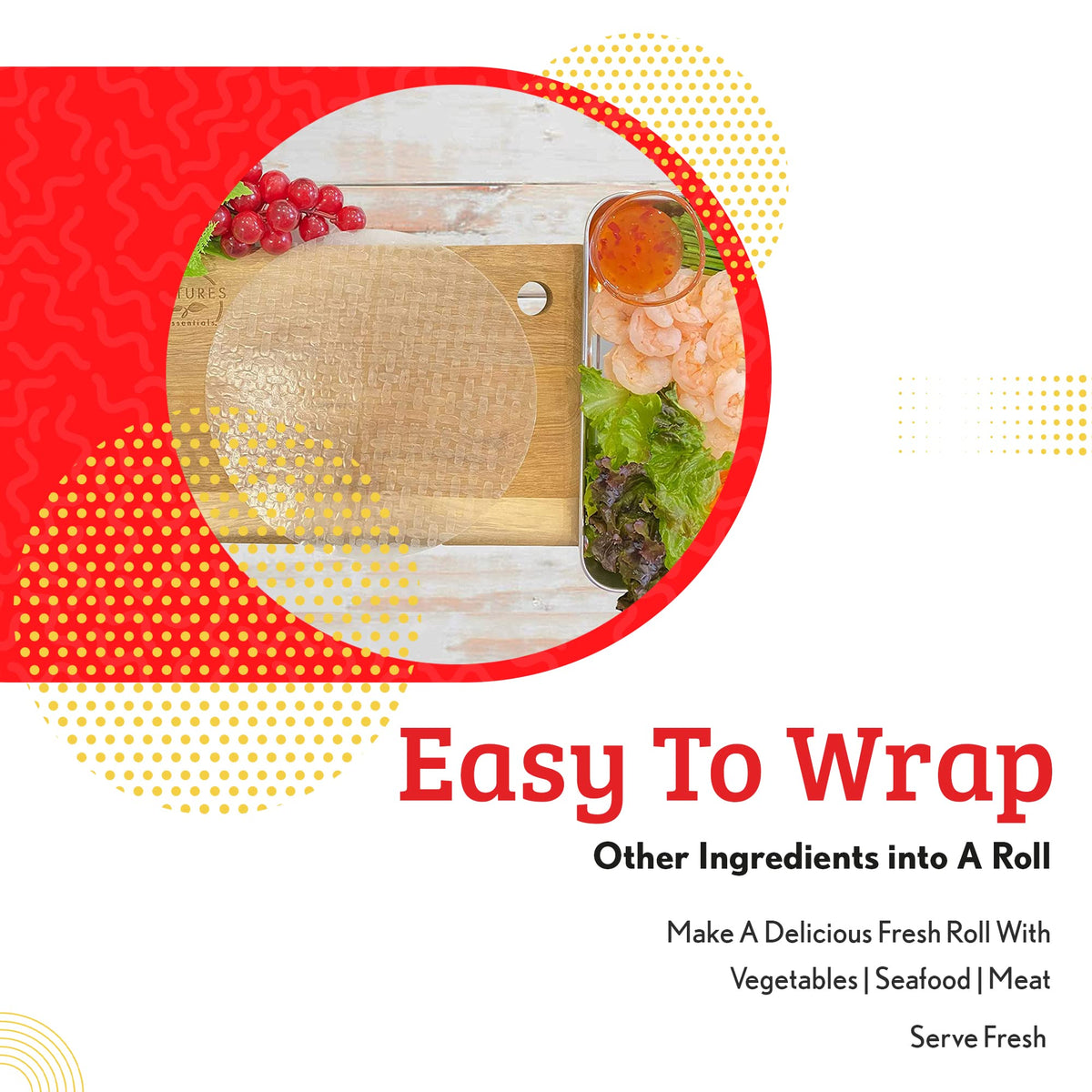 Cathay Fresh Spring Roll Rice Paper Wrappers 30 Sheets | Non-GMO, Gluten-Free, Low Carb, Natural Ingredients | Vietnamese Summer Veggie Wraps