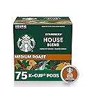 Starbucks K-Cup Coffee Pods, Medium Roast, House Blend for Keurig Coffee Makers, 100% Arabica, 1 Box (75 Pods)