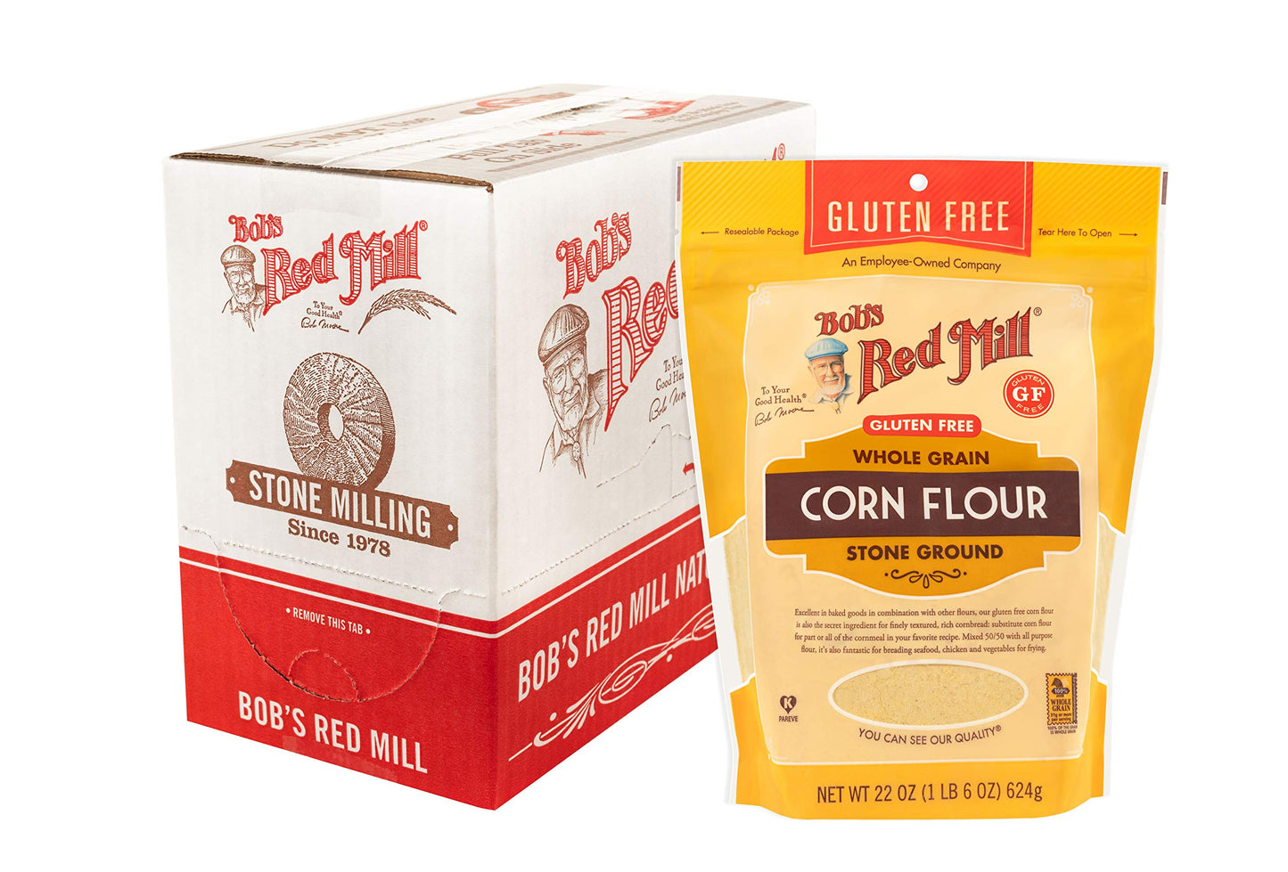 Bob's Red Mill Gluten Free Corn Flour, 22oz (Pack of 4) - Gluten Free, Whole Grain, Vegan, Kosher