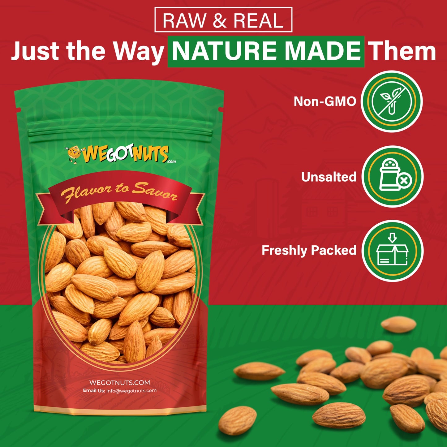 We Got Nuts Jumbo California Almonds 64oz (4 Pounds) (Whole, Naturel, Non Gmo, Shelled, Unsalted)