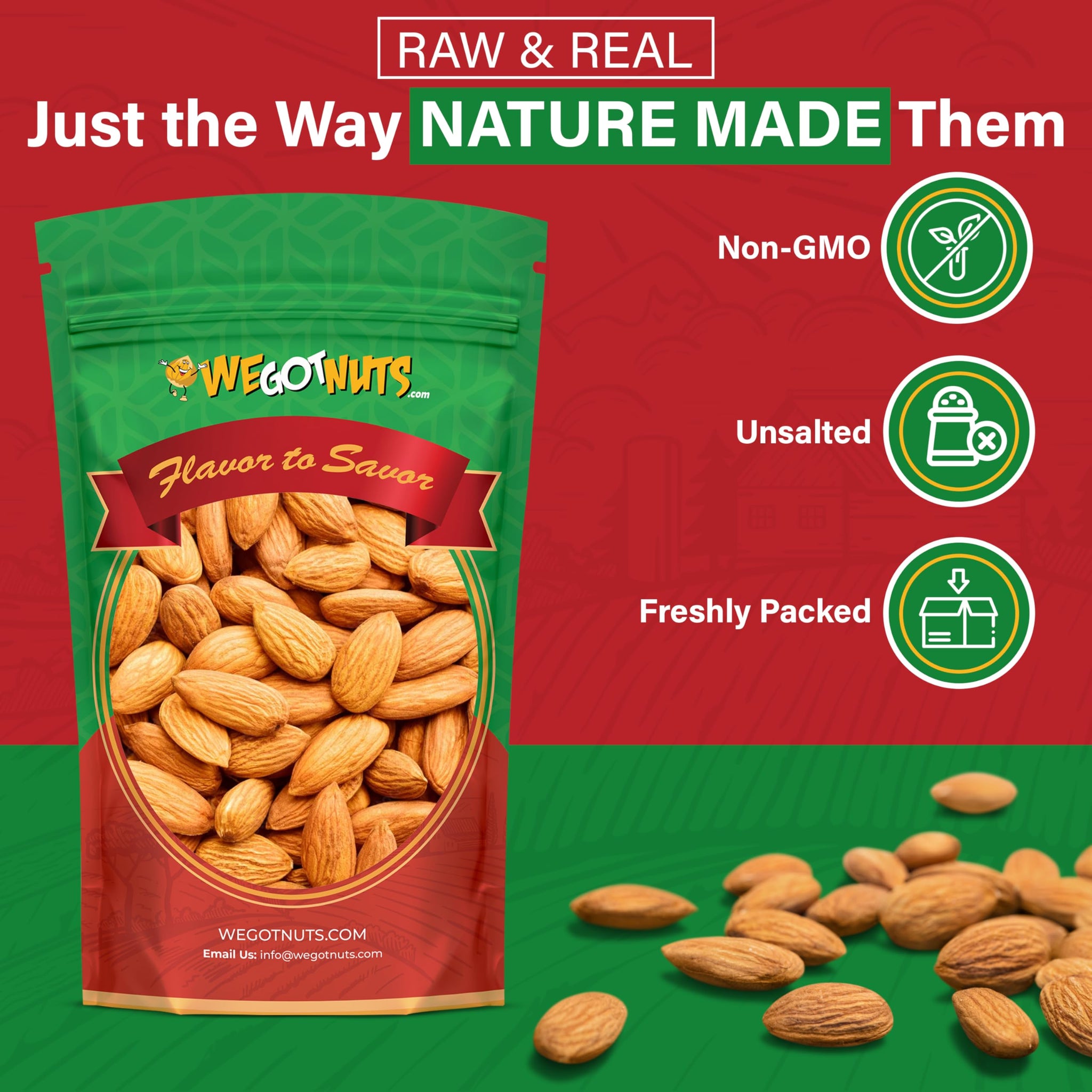 We Got Nuts Jumbo California Almonds 64oz (4 Pounds) (Whole, Naturel, Non Gmo, Shelled, Unsalted)