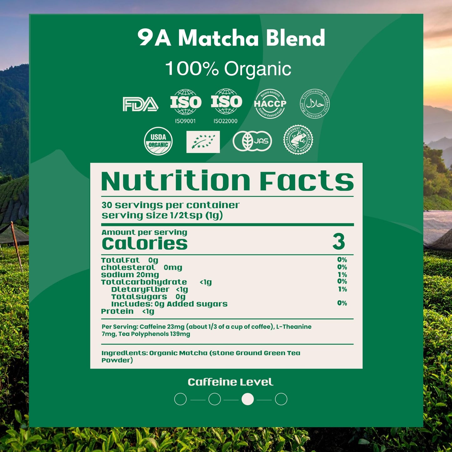 Organic Matcha Latte, Ceremonial Grade Matcha Powder, Silky Smooth Green Tea Matcha Latte Mix, Japanese JAS USDA Organic, Low Caffeine Vegan