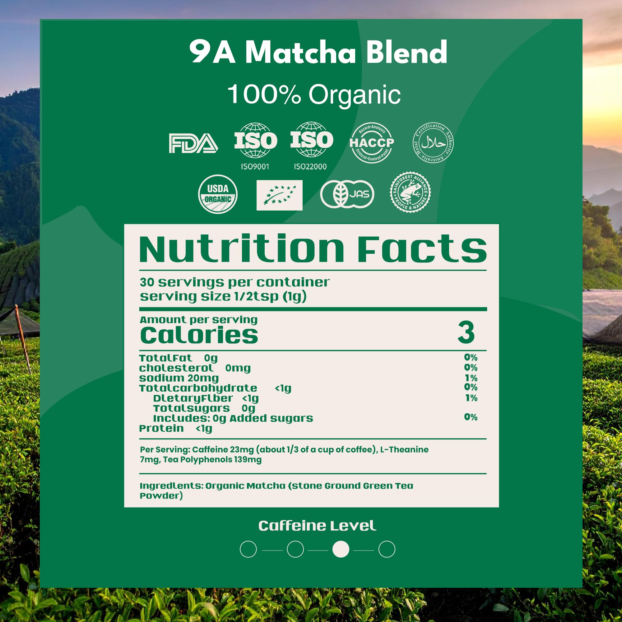Organic Matcha Latte, Ceremonial Grade Matcha Powder, Silky Smooth Green Tea Matcha Latte Mix, Japanese JAS USDA Organic, Low Caffeine Vegan