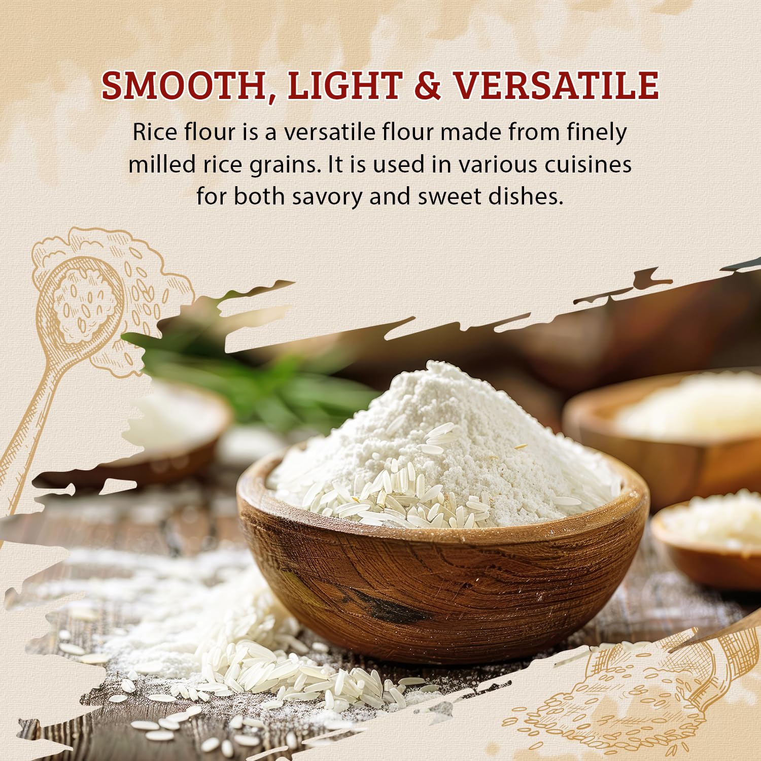 52USA Thai Rice Flour 32 Ounce (Basic), 2 Pound (Pack of 2), Rice Flour for Baking or Cooking, Product of Thailand, All Natural White Rice Flour