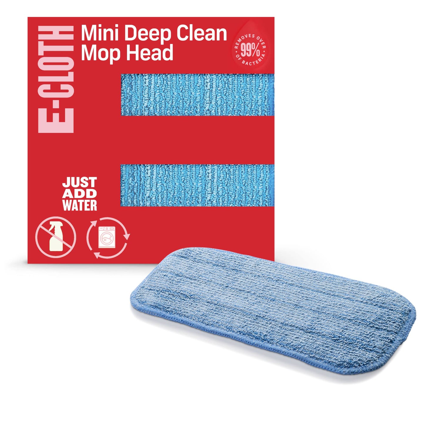 E-Cloth Mini Deep Clean Mop Head, Microfiber Mop Head Replacement for Floor Cleaning, Great for Hardwood, Laminate, Tile and Stone Flooring, Washable