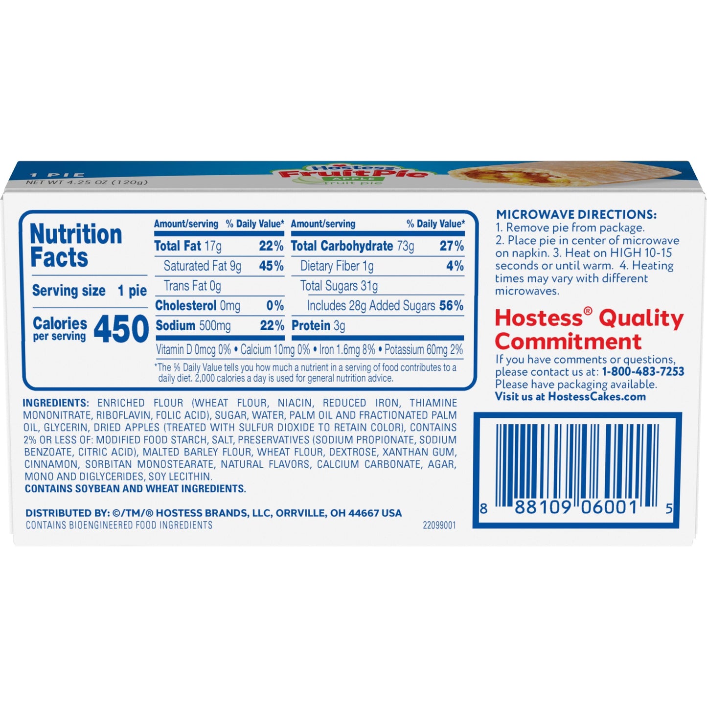 HOSTESS Fruit Pie Snack Classics, Apple, 4.25 Ounce (Pack of 1)