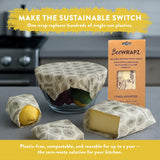 BeeWRAPZ Reusable Beeswax Wraps for Food | Eco Friendly & Organic | Vegan & Plastic-Free Food Storage | Biodegradable |Pack of 3 Beeswax Food Wraps